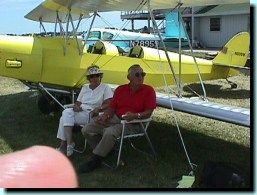 Ken and Barbara Flaglor in front of his R-80 Tiger Moth